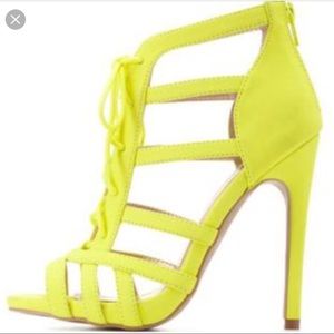 Neon green lace up heels